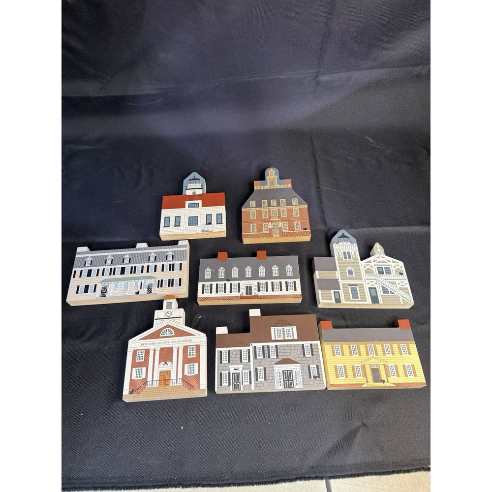 Cats Meow Williamsburg Wood Village Lot of 8 Series XII Martha's Vineyard 1993